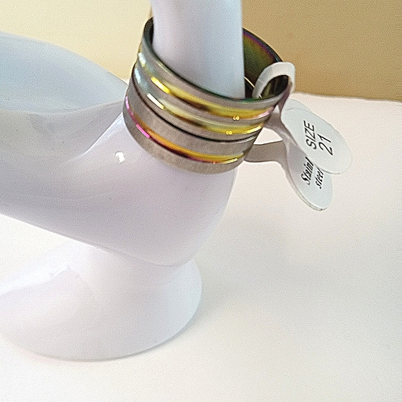 Iridescent Multi-Color Stackable Ring Set - Picture 4 of 6